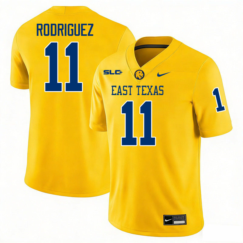 East Texas A&M Lions #11 Eric Rodriguez College Football Jerseys,Uniforms-Gold